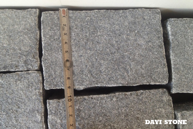 Cubes Dark Grey Granite G654 Top flamed edges split bottom sawn 15x9x9cm